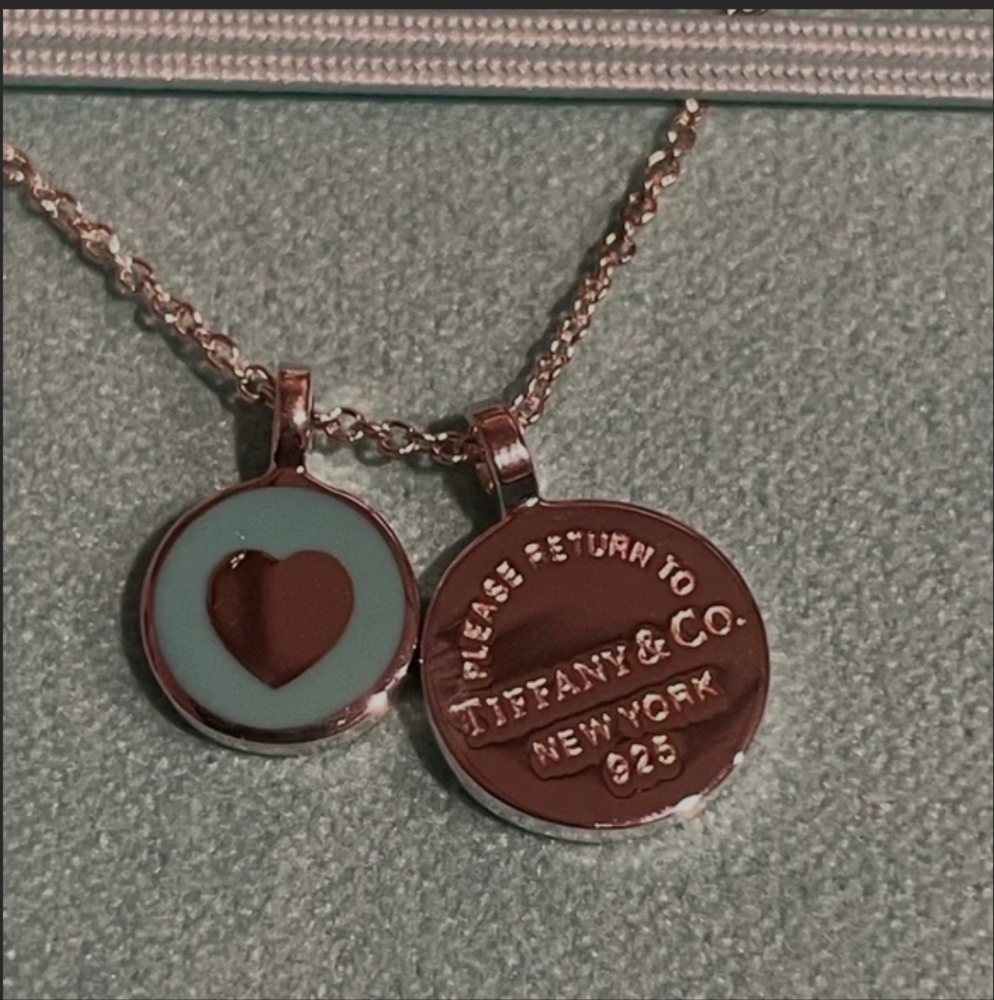 Authentic RT Tiffany & Co. Small Circles Duo Enamel Pendant Adjustable Necklace - Picture 5 of 11